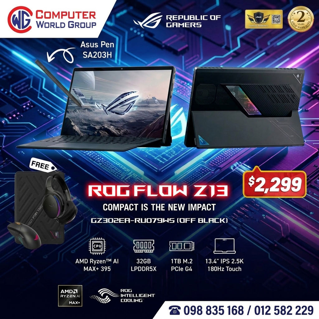 ASUS ROG Flow Z13 GZ302EA-RU079WS | Ryzen™ AI MAX+ 395 | 32GB RAM | 1TB SSD | Off Black